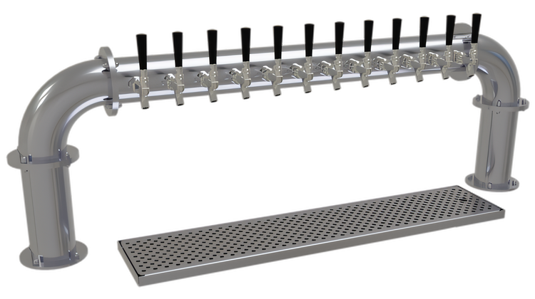 Product image #1 for Glastender Countertop Pipe Pass-Thru Glycol-Cooled Draft Dispensing Tower with 12 Stainless Steel Faucets