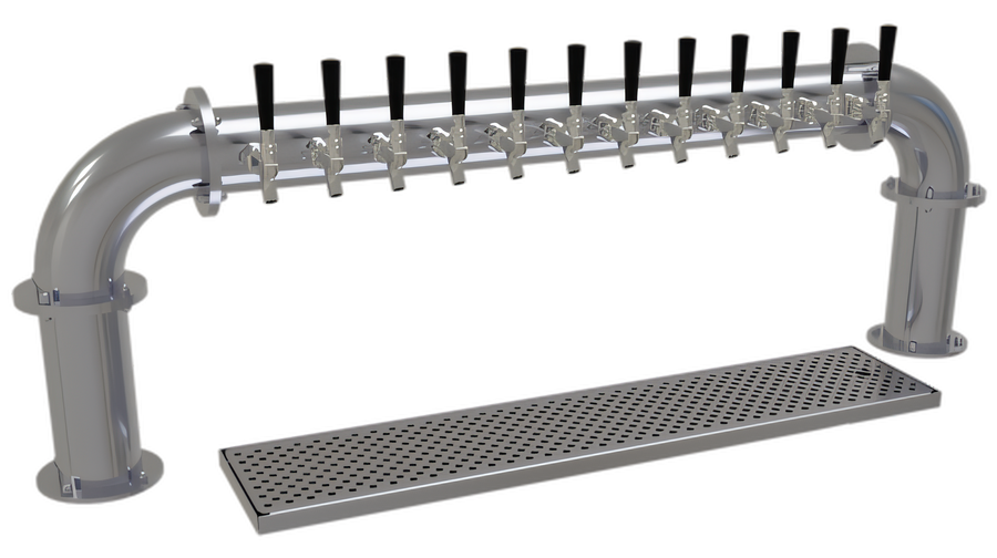 Product image #1 for Glastender Countertop Pipe Pass-Thru Glycol-Cooled Draft Dispensing Tower with 12 Stainless Steel Faucets