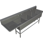 Thumbnail image #1 for John Boos Pro-Bowl 44PB204-1D18L 4-Compartment Stainless Steel Sink, 18-Inch Left Drainboard, 14-Gauge, 20 x 20 x 14-Inch Bowls