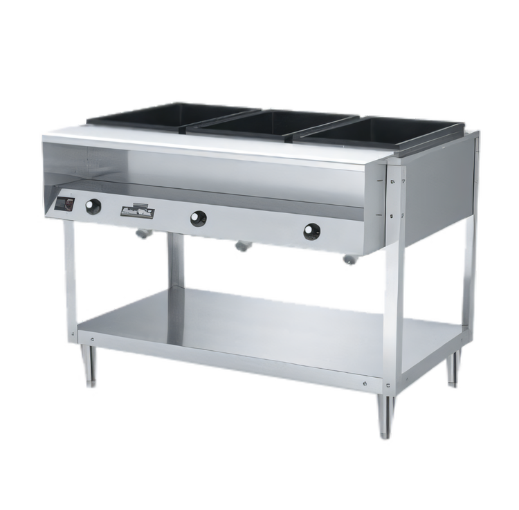 Product image #1 for Vollrath ServeWell® 2-Well Stainless Steel Hot Food Table with Open Shelf Base, Plate Shelf & Cutting Board