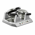 Thumbnail image #1 for Waring WW250BX2 Commercial Double Round Belgian Waffle Maker, 7-Inch Plates, Cast Iron Grids, Solid-State Controls