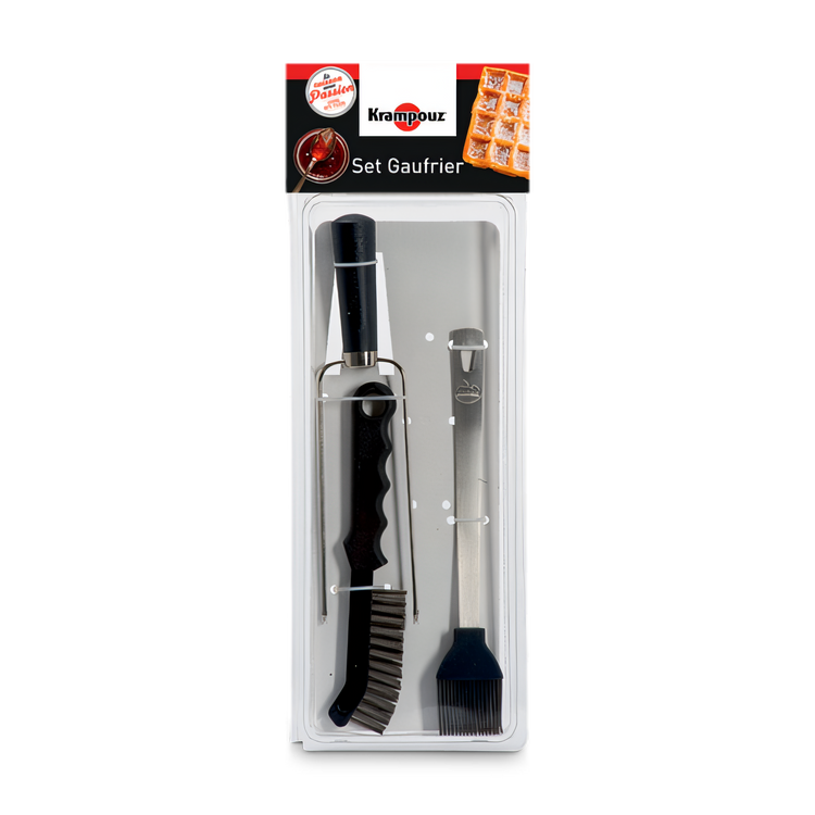 Product image #1 for Krampouz Waffle Maker Accessory Set with Stainless Steel Brush, Tweezers, and Pick