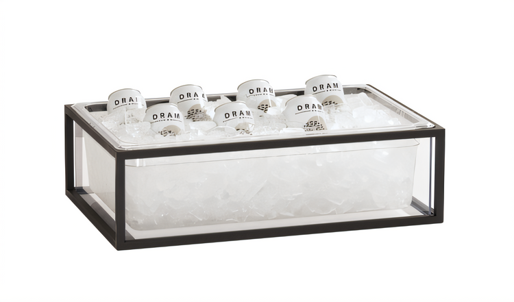 Product image #1 for Cal-Mil Milo Black Powder Coated Metal Ice Housing with Clear Polycarbonate Pan and Liner, 12 x 20 x 7 Inches