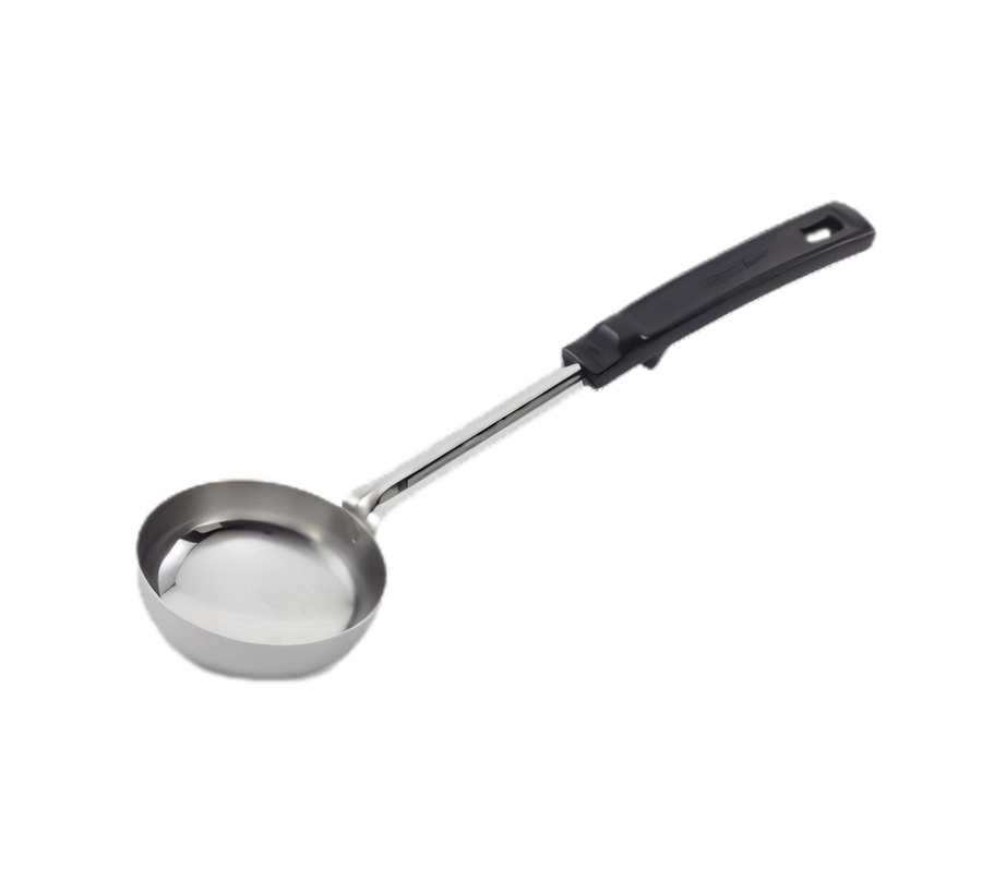 Product image #1 for Vollrath Spoodle® 5 oz Solid Stainless Steel Portion Control Serving Spoon with Black Grip 'N Serv Handle