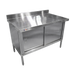 Thumbnail image #1 for 48-Inch Knock-Down Flush-Edge Enclosed Work Table with Cabinet Base, Sliding Doors, 430 Stainless Steel Top, and 4-Inch Backsplash