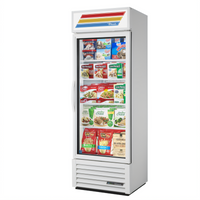 True 1-Section Glass Door Freezer Merchandiser, Bottom-Mounted Self-Contained, Standard Look, White