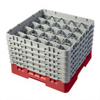 Thumbnail image #2 for Cambro Camrack® 25S1114163 Full-Size 25-Compartment Glass Rack with 6 Soft Gray Extenders, Red Case of 2