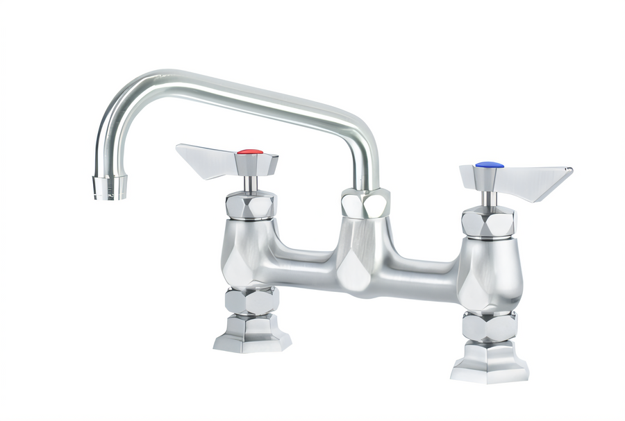 Product image #1 for Krowne Diamond Series 8-Inch Center Raised Deck Mount Commercial Manual Faucet with 6-Inch Swing Spout