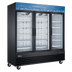 Thumbnail image #1 for Omcan 80-Inch Three-Section Reach-In Glass Door Display Freezer, 52.3 Cu. Ft., Self-Contained Bottom Mount, Black