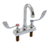 Thumbnail image #1 for Heavy Duty Deck Mounted Manual Faucet with Rigid Gooseneck Spout, Wrist Handles, 4 Inch Centers