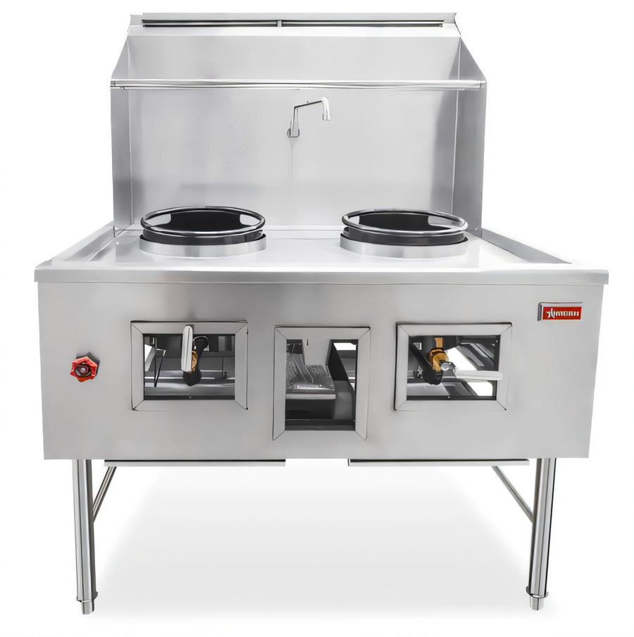 Product image #1 for Omcan USA 48-Inch Natural Gas 2-Chamber Wok Range with Water-Cooled Top