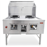 Omcan USA 48-Inch Natural Gas 2-Chamber Wok Range with Water-Cooled Top