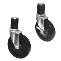 Advance Tabco TA-25A 5-Inch Swivel Stem Casters with Rubber Wheels, Set of 6 (2 With Brakes)