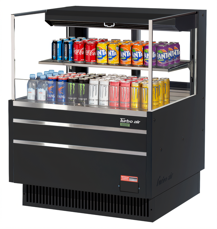 Product image #1 for Turbo Air 34-3/4 Inch Wide Low-Profile Horizontal Open Display Merchandiser, 7.5 Cu. Ft., Self-Contained Refrigeration