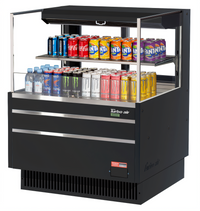Turbo Air 34-3/4 Inch Wide Low-Profile Horizontal Open Display Merchandiser, 7.5 Cu. Ft., Self-Contained Refrigeration