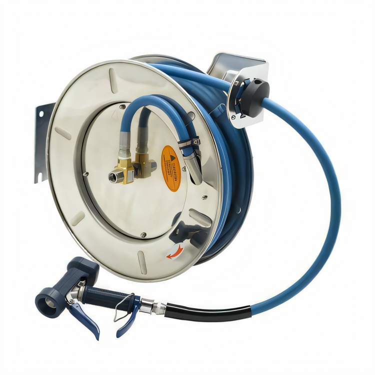 Product image #1 for Open Stainless Steel Retractable Hose Reel with 1/2 Inch x 50 Foot Hose and Front Trigger Water Gun