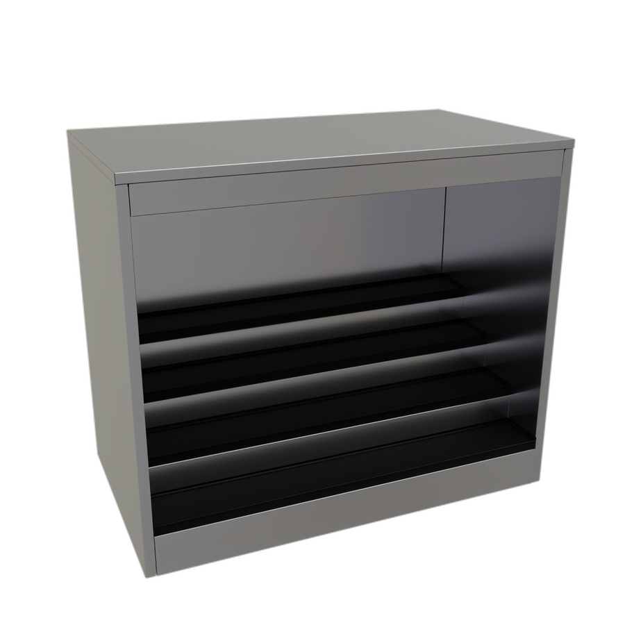 Product image #1 for Glastender BLD-42-S Open Front Back Bar Liquor Display Cabinet, 42 Inch Wide, 3-Step LED Display