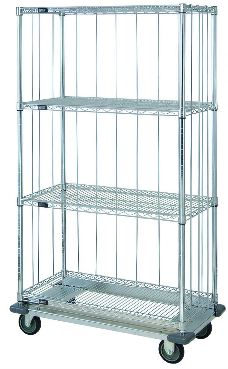 Product image #1 for Quantum 48"W x 24"D x 70"H Mobile Enclosure Cart with 4 Wire Shelves, Chrome Plated Finish