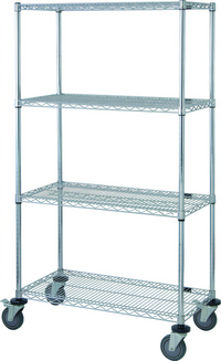 Quantum Mobile Wire Shelving Cart with 4 Shelves, 48 x 24 x 69 Inches, Chrome Plated
