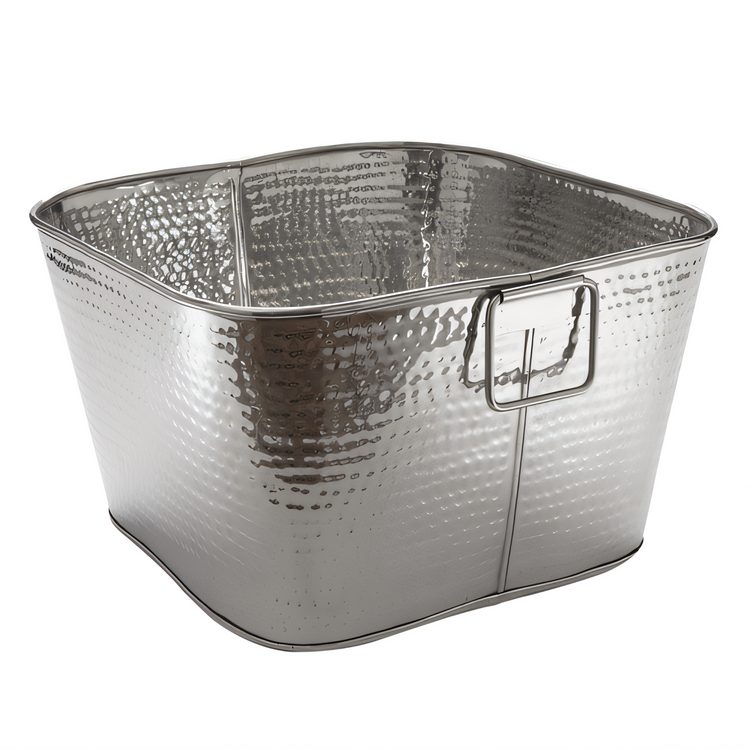 Product image #1 for American Metalcraft Square Stainless Steel Cooling Tub, 32.5 Qt, Hammered Finish