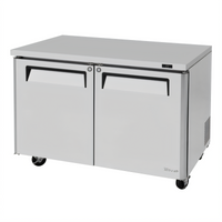 Turbo Air M3 Series 48-Inch Two-Section Undercounter Refrigerator with Rear-Mounted Self-Contained Refrigeration, Solid Swing Doors, 12.2 Cu. Ft.