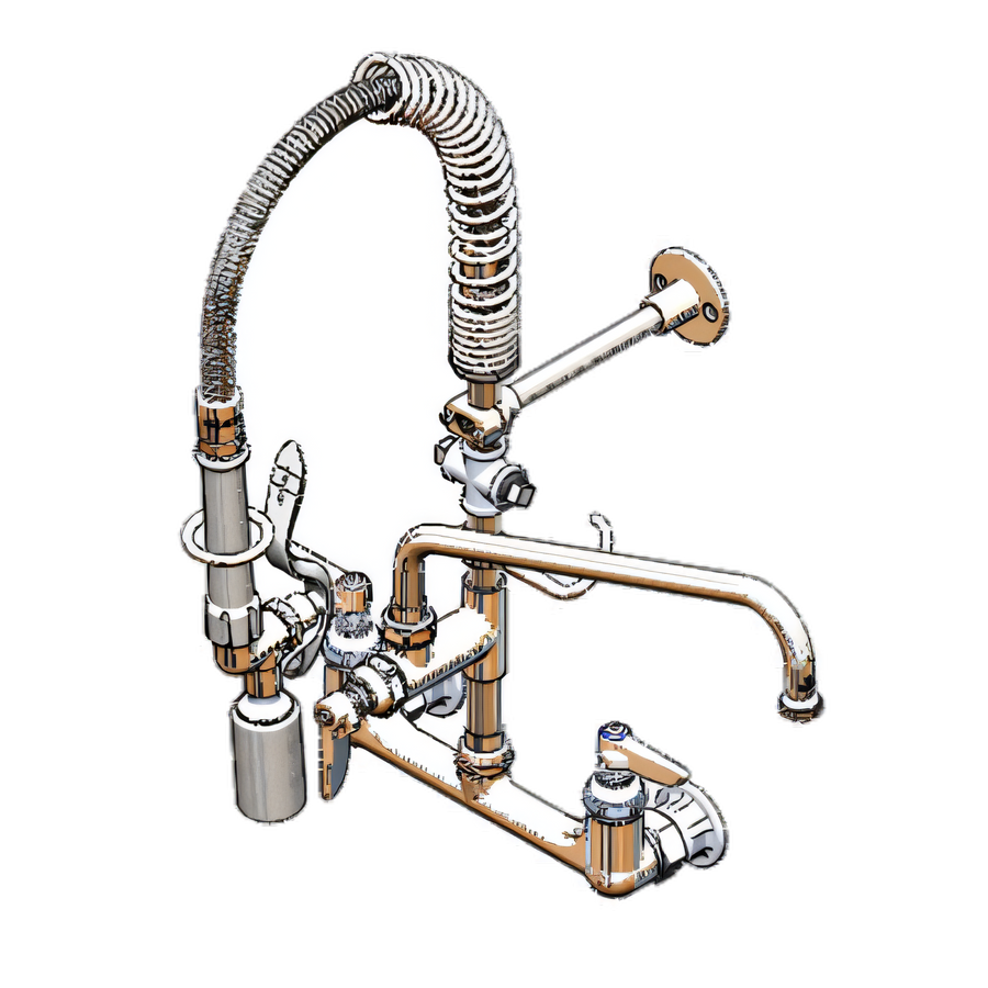 Product image #1 for T&S Brass EasyInstall Mini Wall-Mount Pre-Rinse Unit with 12-Inch Swivel Add-On Nozzle, 8-Inch Centers
