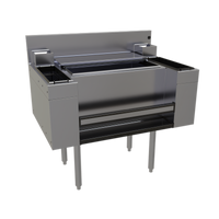 Glastender Casino Style Underbar Combo Ice Bin and Cocktail Station with Bottle Wells and 10-Circuit Cold Plate, 36 Inch