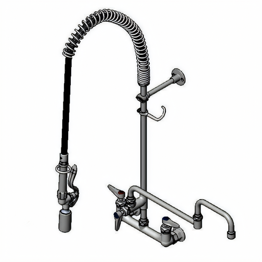 Product image #1 for EasyInstall 8-Inch Wall-Mount Pre-Rinse Unit with Add-On Faucet and 18-Inch Double-Joint Swing Nozzle