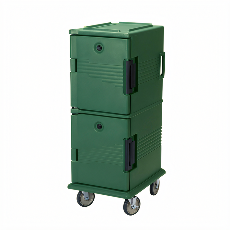 Product image #1 for Cambro Ultra Camcart Front-Loading Double-Compartment Insulated Food Pan Carrier, 60 Qt Per Compartment, Kentucky Green