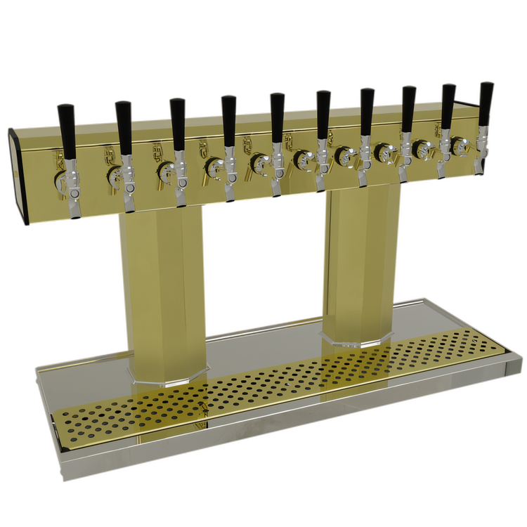 Product image #1 for Glastender Countertop Tee Draft Dispensing Tower, Glycol-Cooled, 10-Faucet, Polished Brass Finish