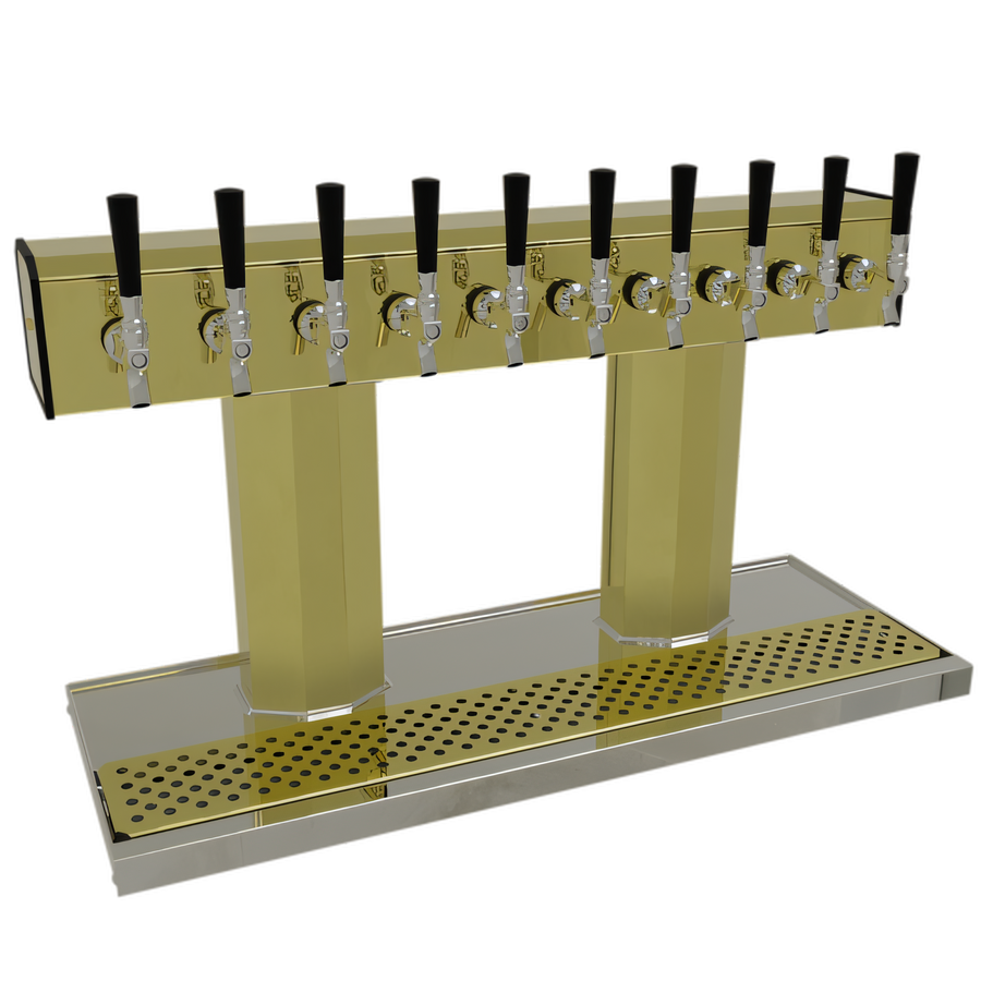 Product image #1 for Glastender Countertop Tee Draft Dispensing Tower, Glycol-Cooled, 10-Faucet, Polished Brass Finish
