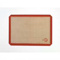 Mercer Culinary Half-Size Silicone Baking Mat, 11-7/8 x 16-1/2 Inches, Orange Border, Printed Measure Marks