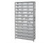 Thumbnail image #1 for Quantum Heavy-Duty Stationary Wire Shelving Unit, 36W x 18D x 75H, with 13 Shelves and 36 Clear Bins