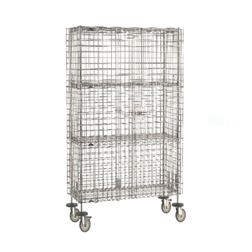 Product image #1 for Metro Super Erecta Mobile Standard-Duty Stainless Steel Security Cage with 2 Intermediate Shelves