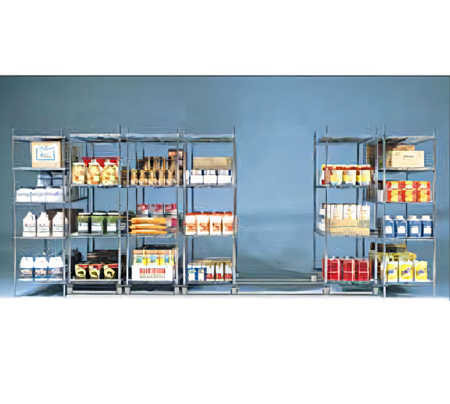 Product image #1 for Metro qwikTRAK Double-Deep High-Density Track Shelving Stationary End Unit Kit, Chrome-Plated, 74-Inch Posts