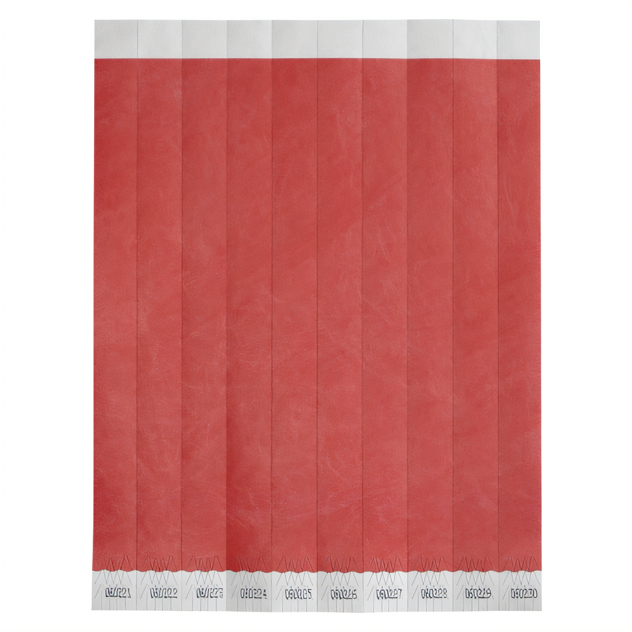 Product image #1 for Bar Maid Red Solid Tyvek Wristbands, Sequentially Numbered, 3/4 Inch x 9.5 Inch, 500 Bands per Pack