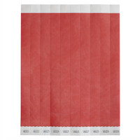 Bar Maid Red Solid Tyvek Wristbands, Sequentially Numbered, 3/4 Inch x 9.5 Inch, 500 Bands per Pack