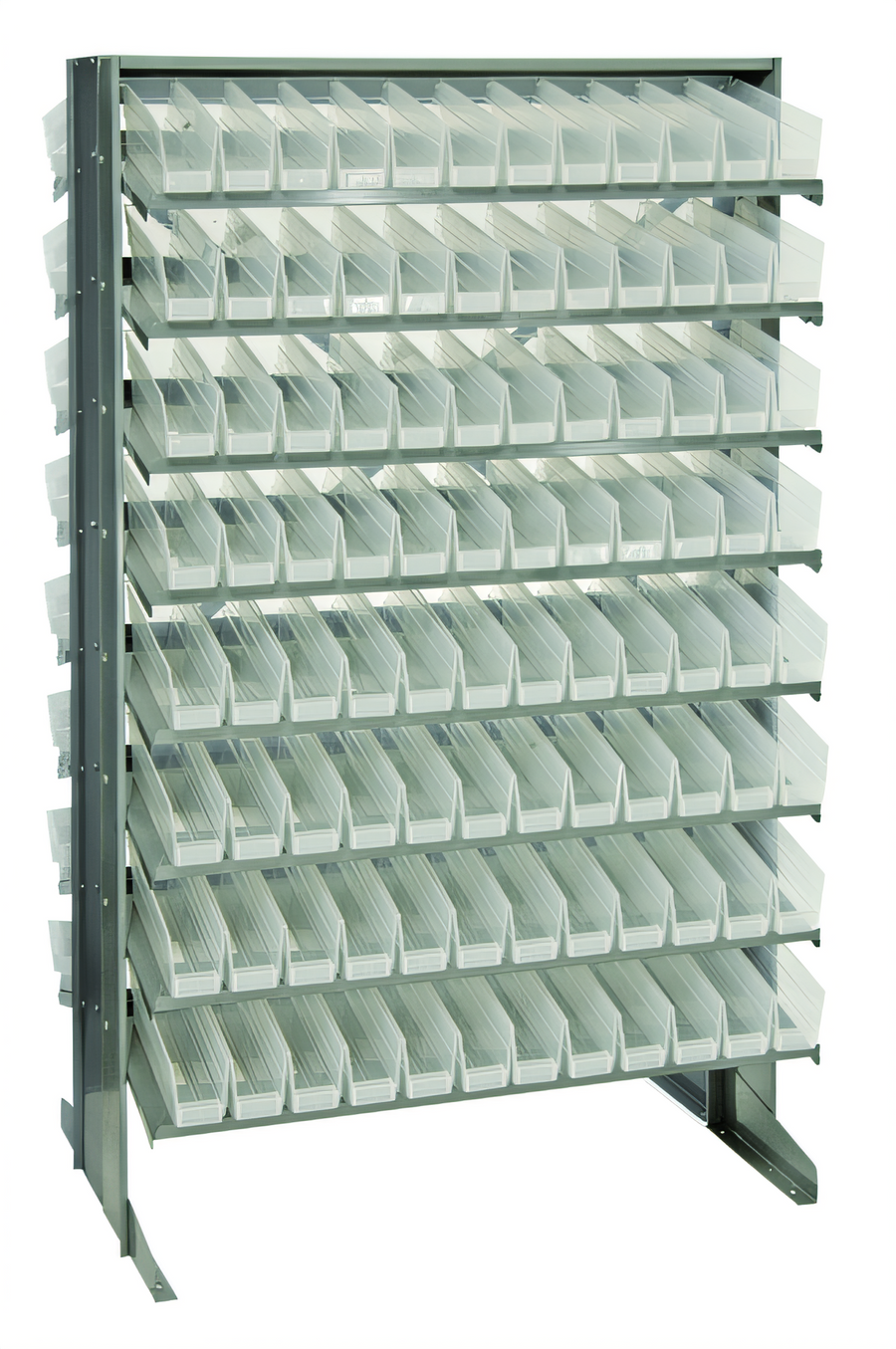 Product image #1 for Quantum Double-Sided Sloped Pick Rack with 16 Shelves and 192 Clear Bins