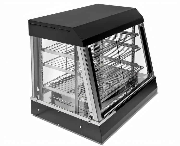 Product image #1 for Vollrath HFM-26 Countertop Self-Service Hot Food Merchandiser with Angled Illuminated Display and 3 Adjustable Shelves