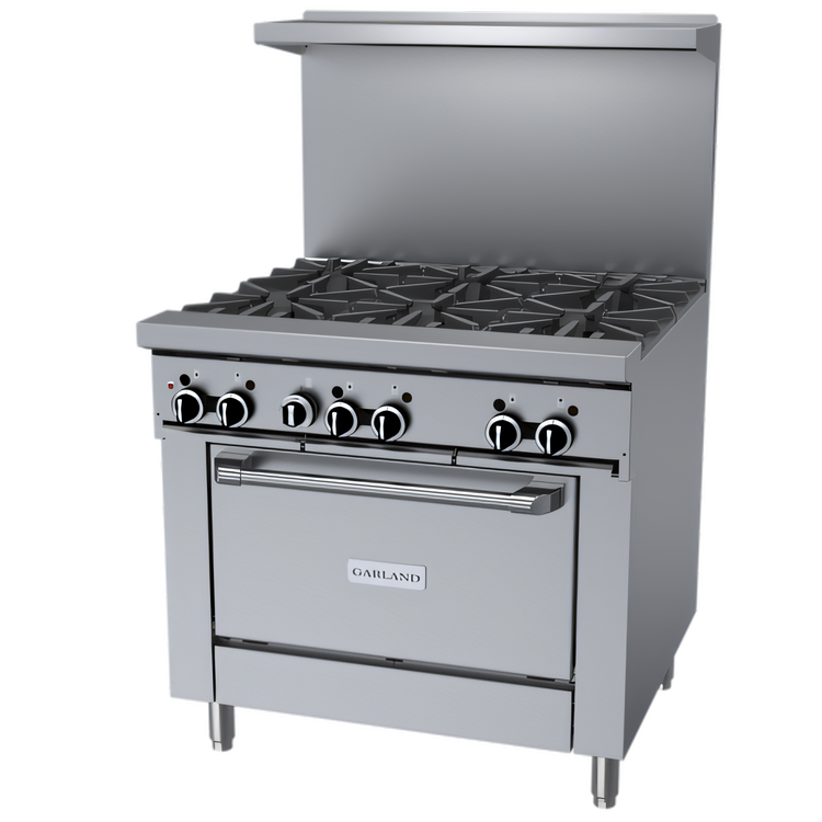 Product image #1 for Garland GFE Starfire Pro 36-Inch Gas Restaurant Range with 6 Open Burners, Standard Oven, and Electronic Spark Ignition