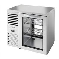 True Premier Bar 36-Inch Pass-Thru Back Bar Cooler with 2 Glass Doors and Side-Mounted Self-Contained Refrigeration