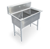 Thumbnail image #1 for Steel Works Stainless Two-Compartment Commercial Sink with Legs, 18-Gauge 304 Stainless Steel, No Drainboard