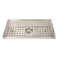 Surface-Mount Platform Drip Tray with Glass Rinser, 31-1/2 Inches x 15-3/4 Inches, For 3-5 Faucets