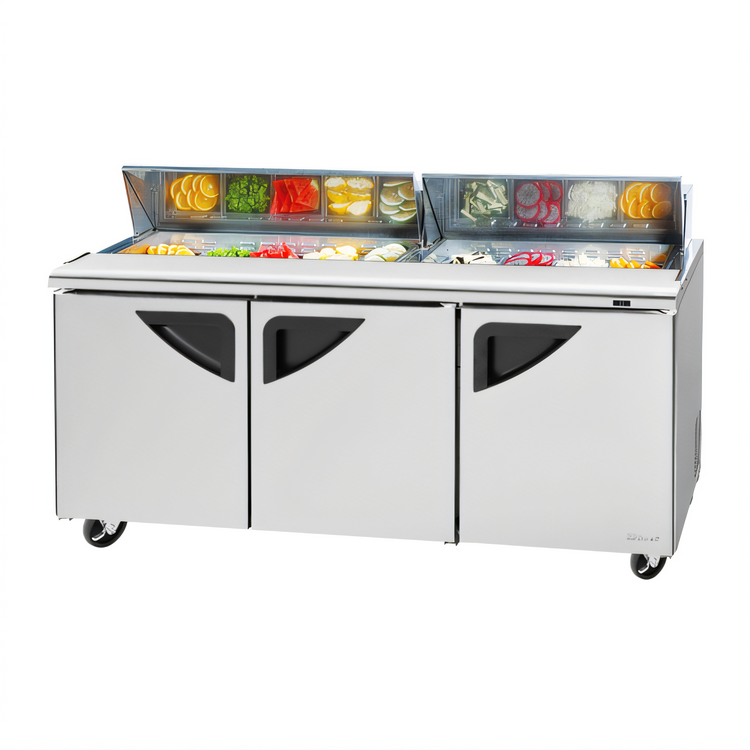 Product image #1 for Turbo Air Super Deluxe Three-Section Sandwich/Salad Prep Table Refrigerator with 18-Pan Opening