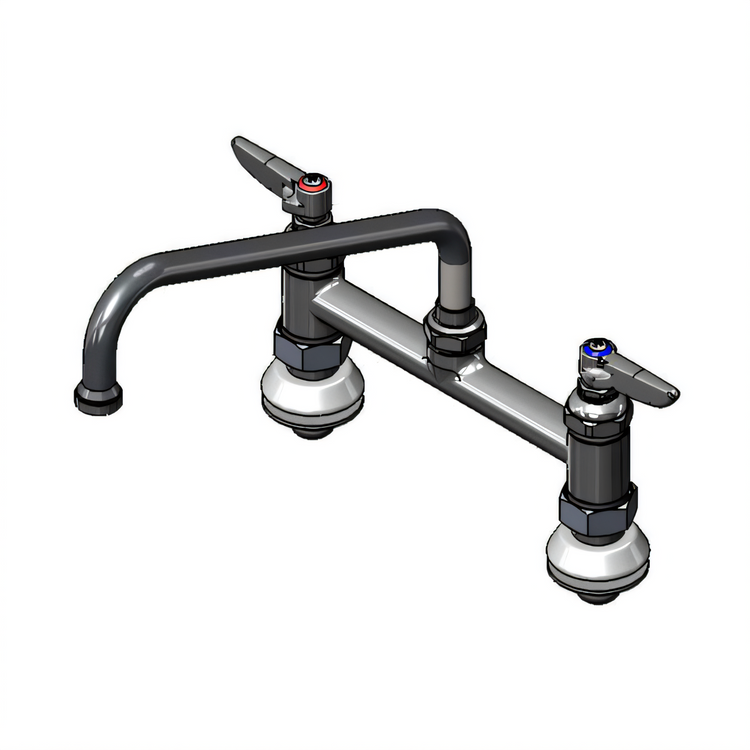 Product image #1 for T&S Brass 8-Inch Center Deck Mount Double Pantry Mixing Faucet with 10-Inch Swing Nozzle