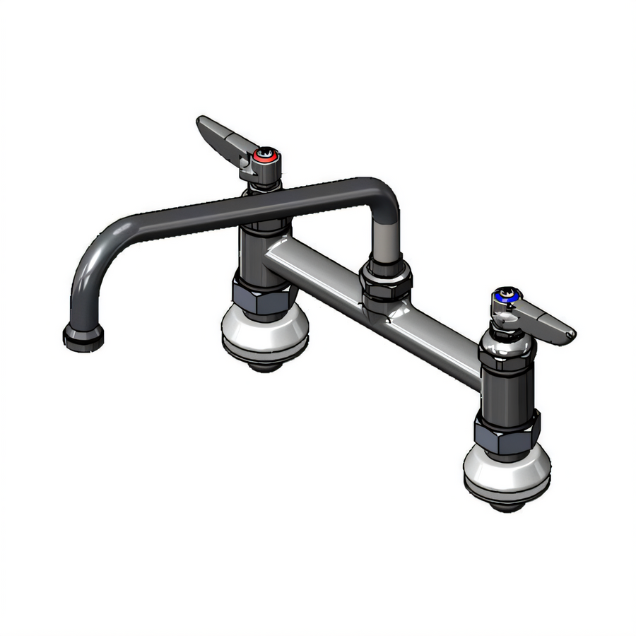 Product image #1 for T&S Brass 8-Inch Center Deck Mount Double Pantry Mixing Faucet with 10-Inch Swing Nozzle
