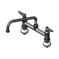 T&S Brass 8-Inch Center Deck Mount Double Pantry Mixing Faucet with 10-Inch Swing Nozzle