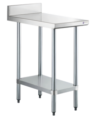 Stainless Steel Work Table with Undershelf and 2-Inch Rear Backsplash, 30 x 18 x 34 Inches