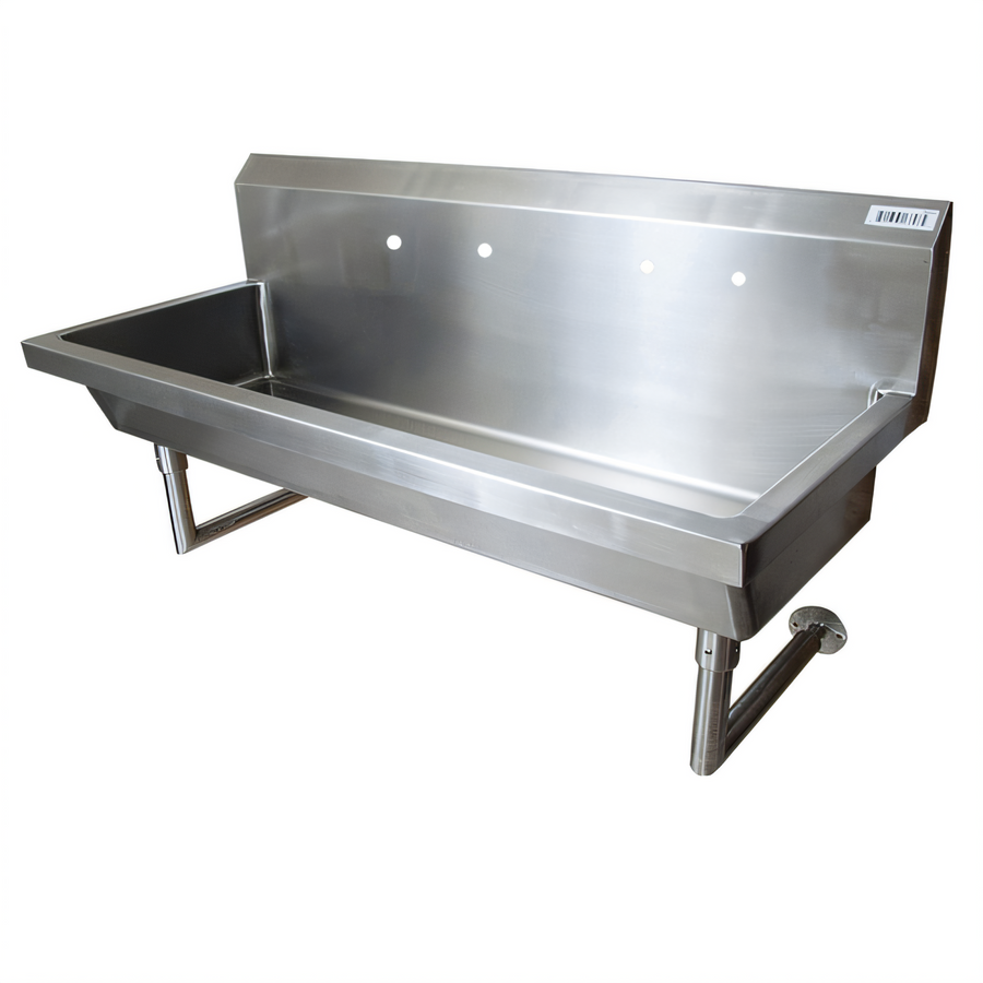 Product image #1 for BK Resources Two Station Wall Mounted Stainless Steel Hand Wash Sink, 60 Inch