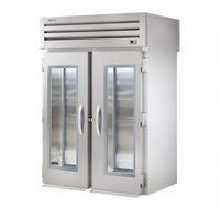 True Spec Series 2-Section Roll-Thru Refrigerator with Glass Front and Solid Rear Swing Doors